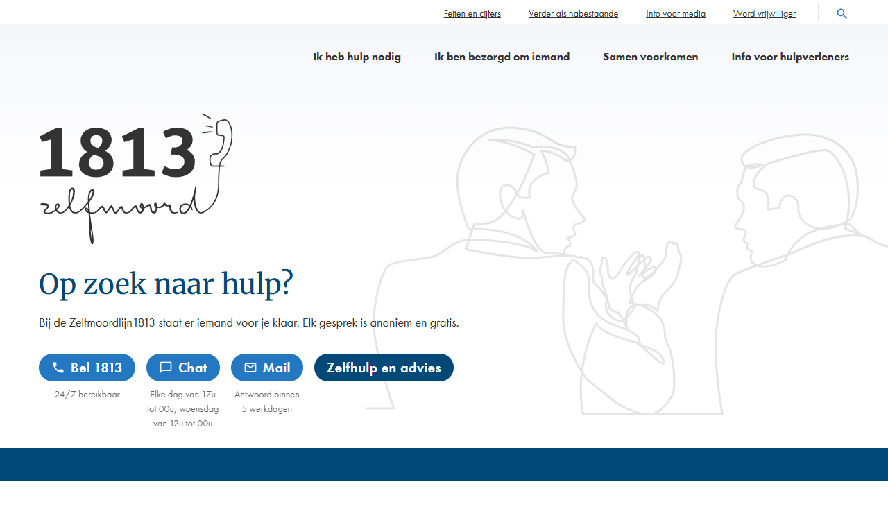 De website van Zelfmoordlijn 1813